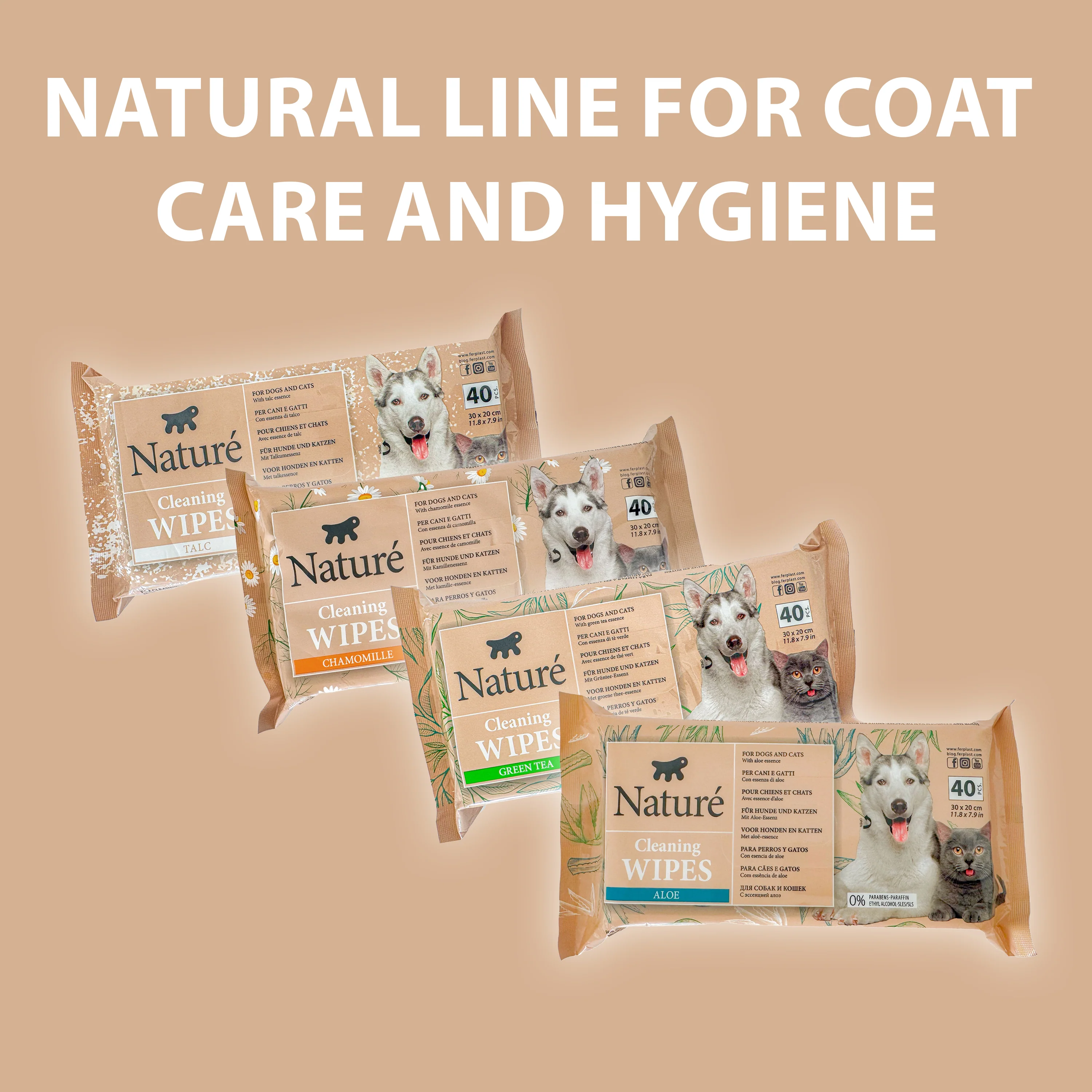 SALVIETTE ALL’ALOE VERA PER CANI E GATTI  NATURÉ  (X40) - Image 7
